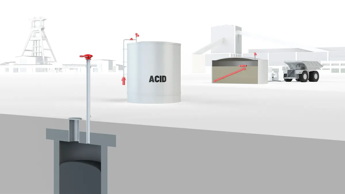 Diagram of a mine gas system, showing extraction and safety mechanisms with integrated PROTEGO® devices.